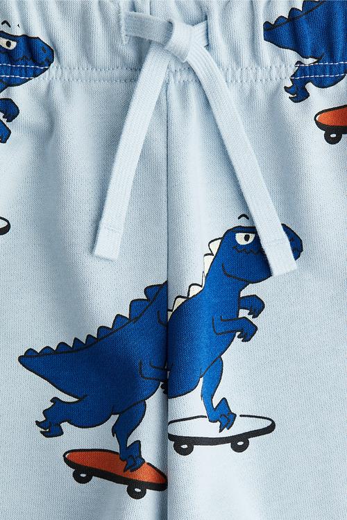 Printed sweatshorts - light blue/dinosaurs