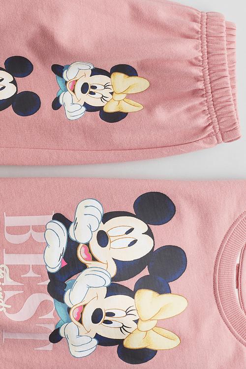 2-Piece printed sweatshirt set - dusty pink/mickey mouse