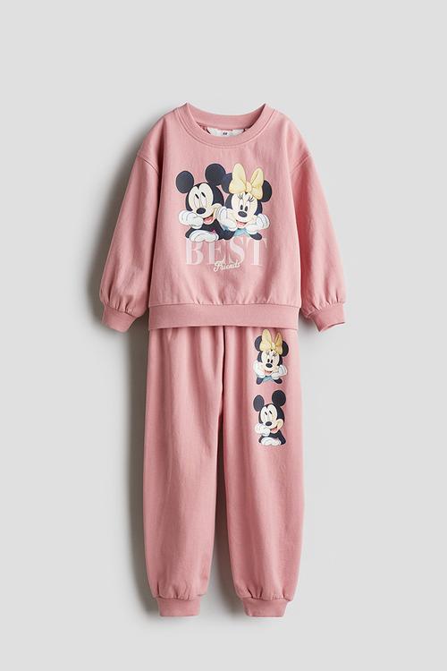 2-Piece printed sweatshirt set - dusty pink/mickey mouse