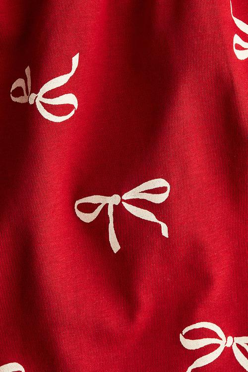 Printed cotton dress - red/bows 