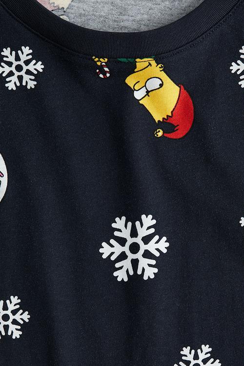 Printed T-shirt - navy blue/the simpsons