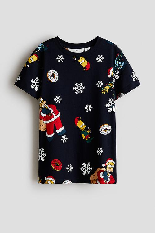 Printed T-shirt - navy blue/the simpsons