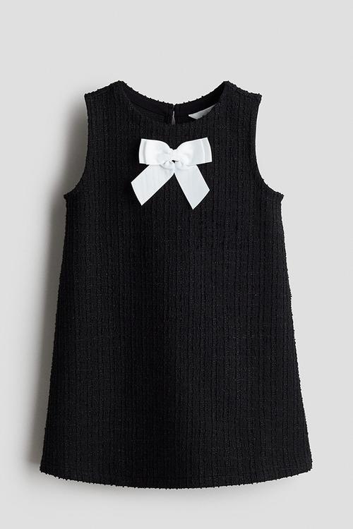 Bouclé-jersey dress - black