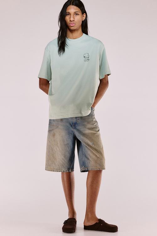 Loose fit printed t-shirt - green/snoopy
