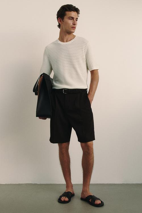 Slim fit knitted t-shirt - white