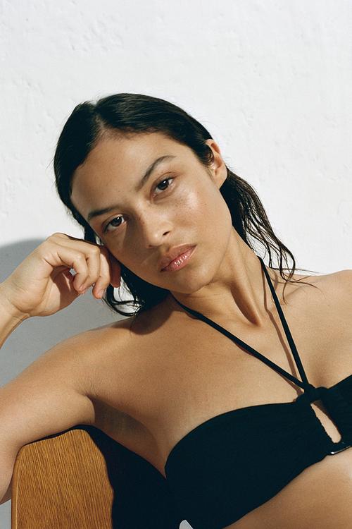 Padded bandeau bikini top - black