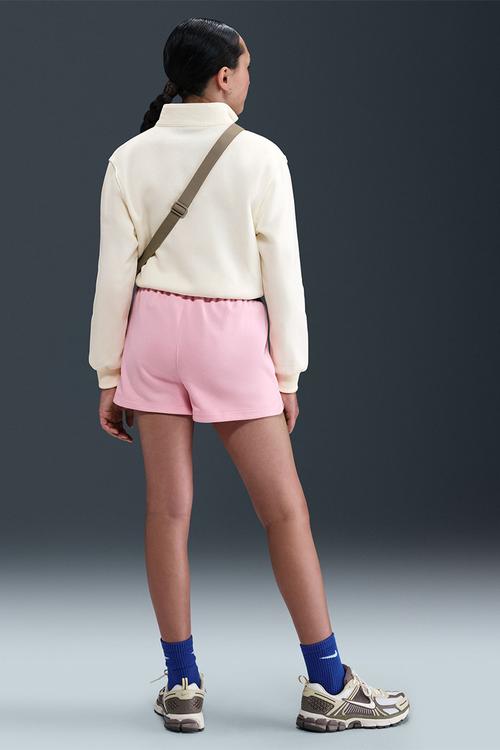Girls Np Dri-Fit Fleece Short -Med Soft Pink/Med Soft Pink/Black/White