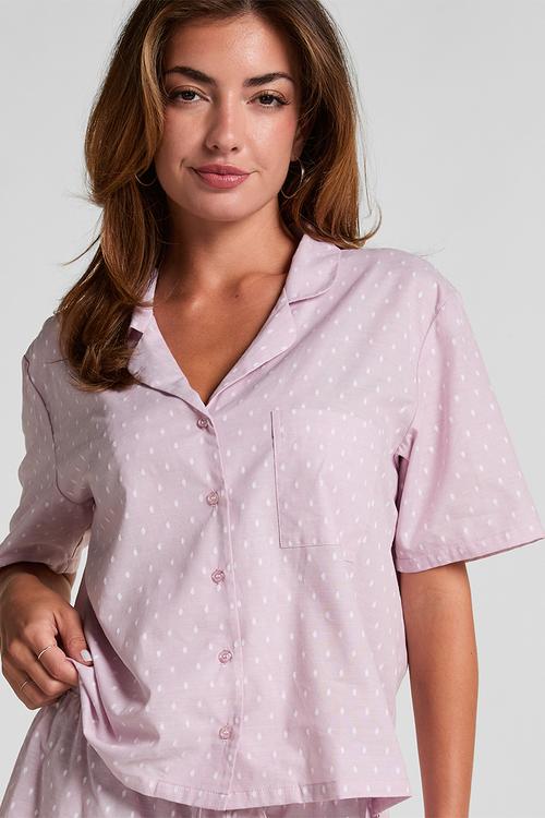 Jacket short sleeve cotton dobby - pink
