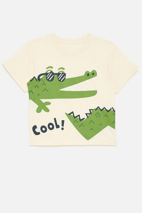 Croc print tee - ecru