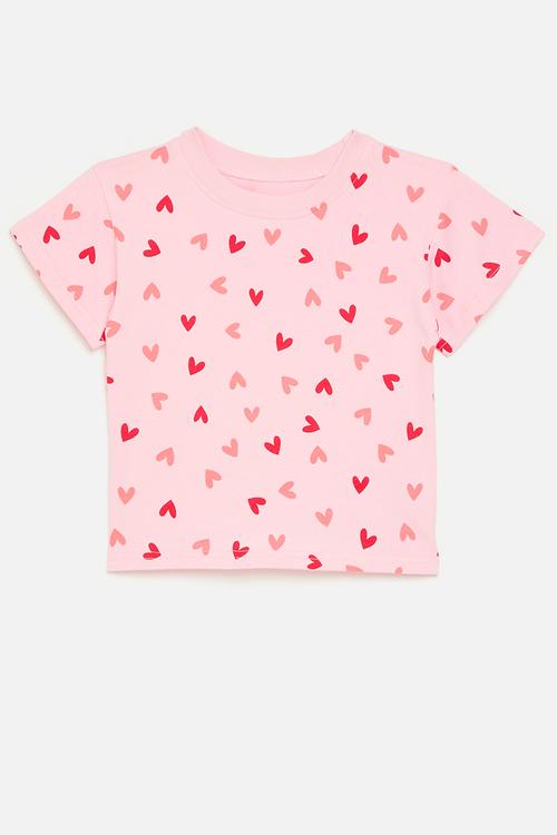 Heart all-over print tee - pink multi