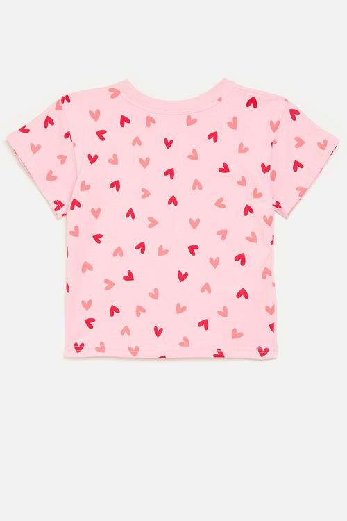 Heart all-over print tee - pink multi