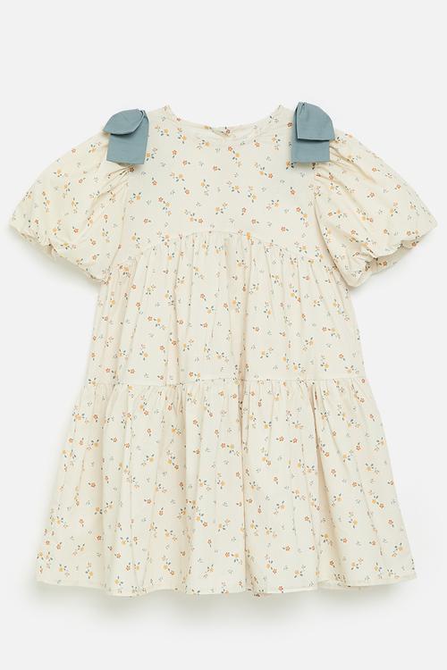 Gypsy skirt dress with double bow detail - ivory/floral aop