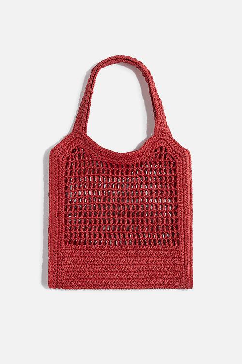 Straw tote bag - red