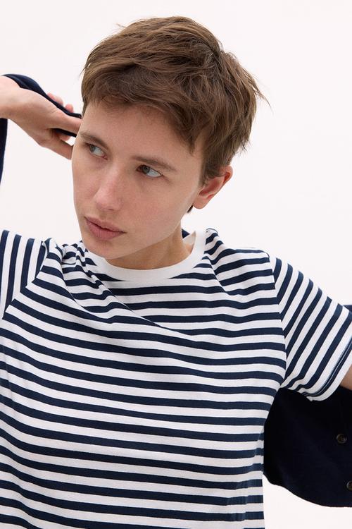 Cotton t-shirt - white striped