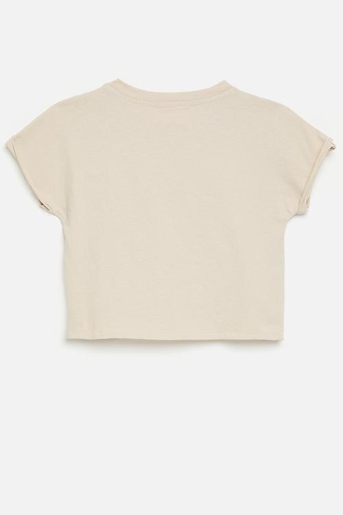 Asymmetrical front tee with stylised pocket - beige