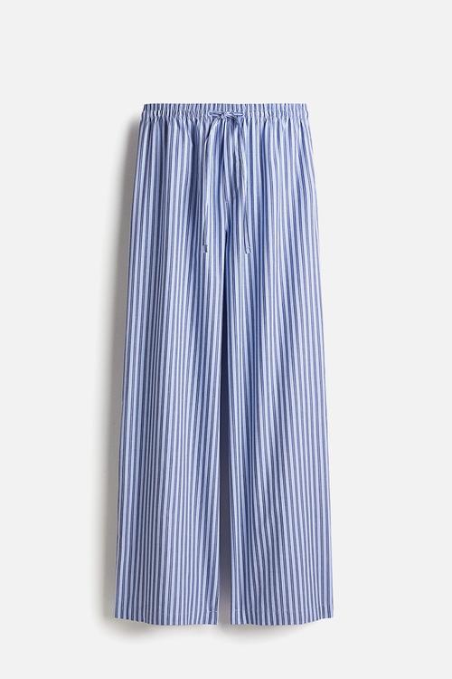 Cotton drawstring trousers - blue,multi