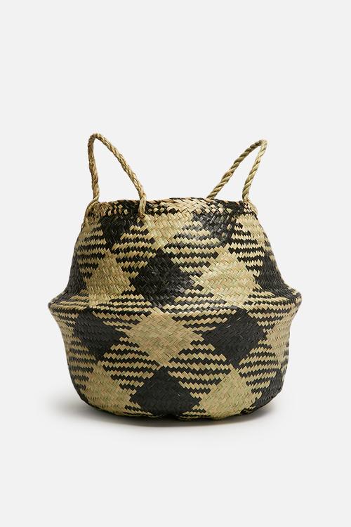 Plaid small belly basket