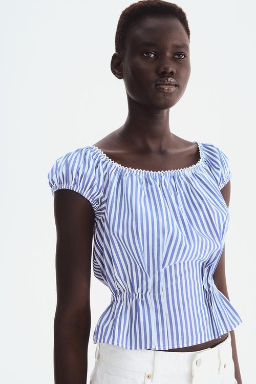 Short blouse - blue striped