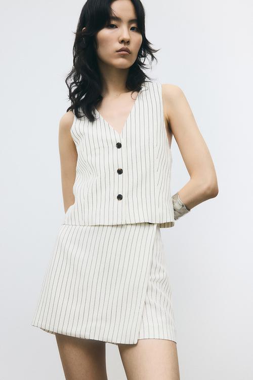 Wrap skort - cream striped