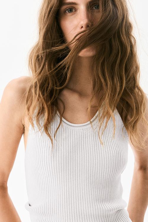 Rib-knit vest top - white