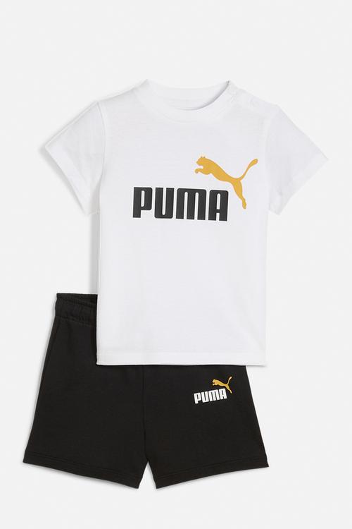 Minicats Ess Tee And Shorts Set Inf-Puma White/Archive Gold