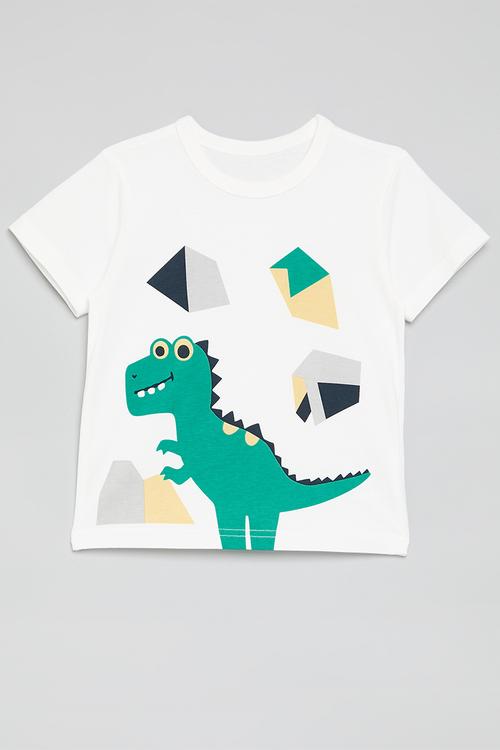 Dino print crew neck tee - white