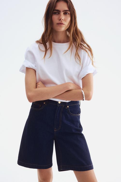 Denim bermuda shorts - dark denim blue