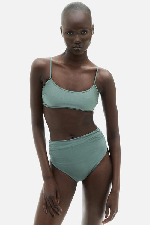 High waist cheeky bikini bottoms - dusty green