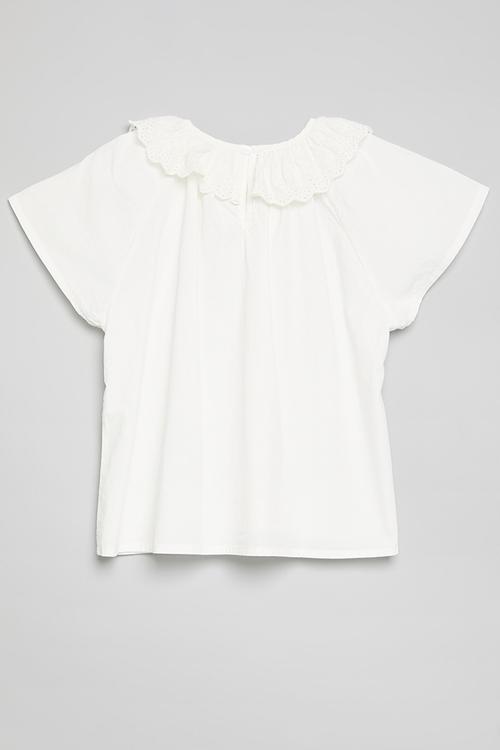 Broderie anglase ruffle collar blouse - white