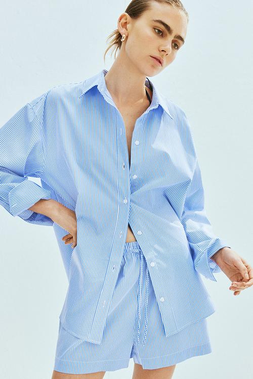 Poplin shirt - blue striped