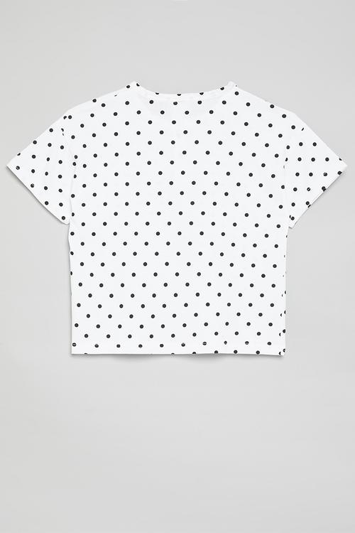 Short sleeve henley tee - white/polka dots