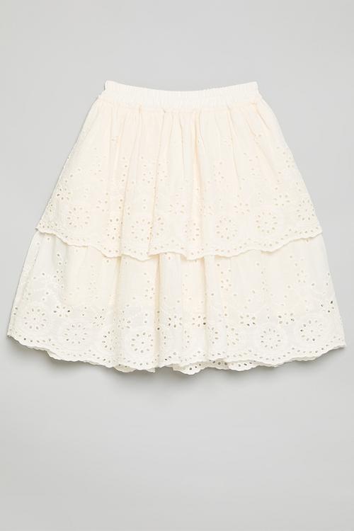Tiered anglaise boho skirt - off white