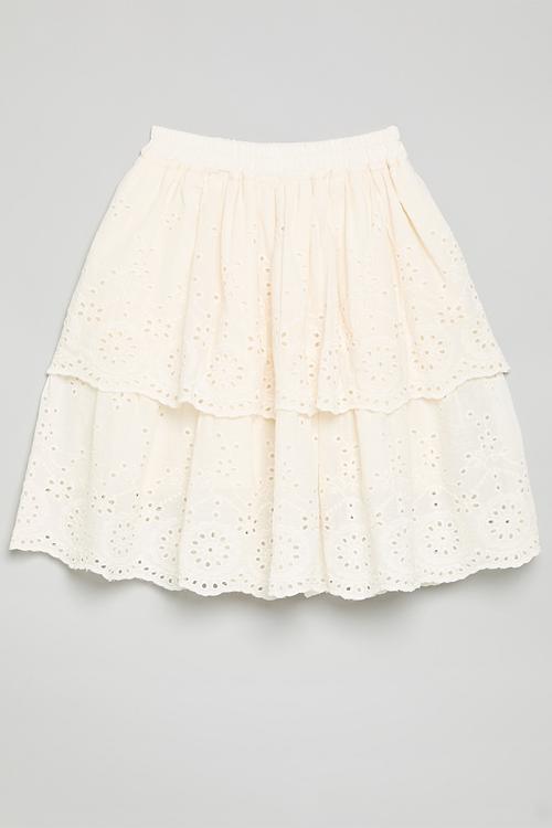 Tiered anglaise boho skirt - off white