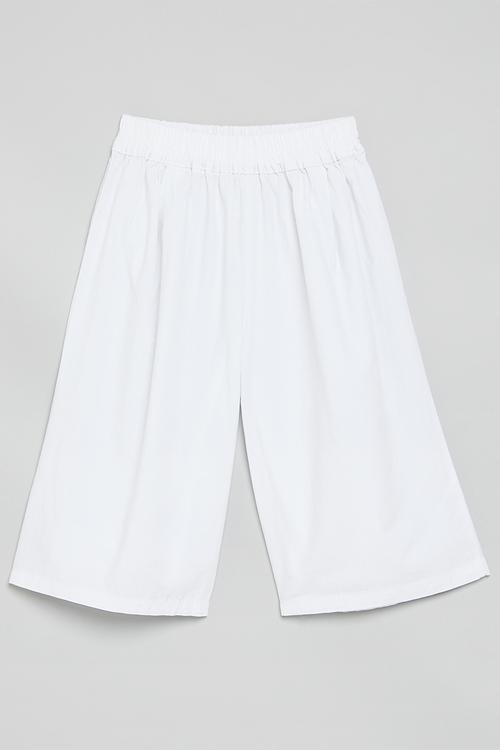Elasticated pants with lining - white