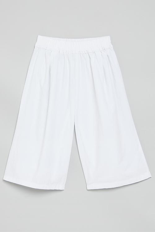 Elasticated pants with lining - white
