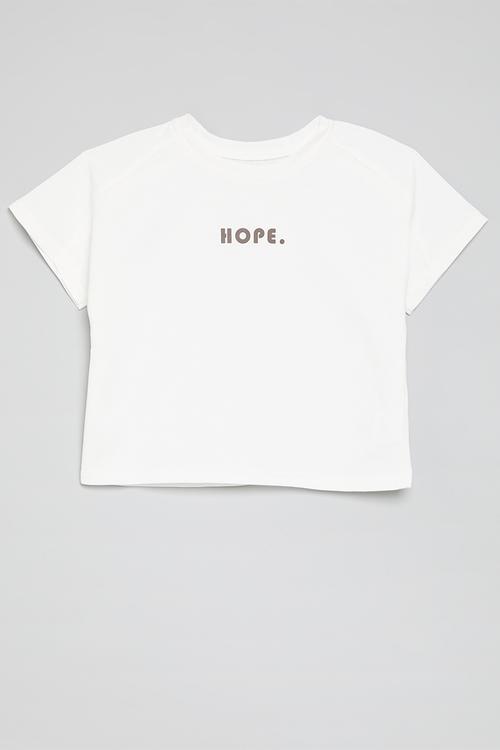Saddle shoulder slogan tee - white/hope