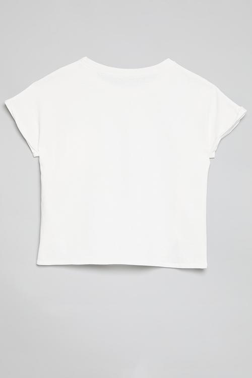 Asymmetrical front tee with stylised pocket - white