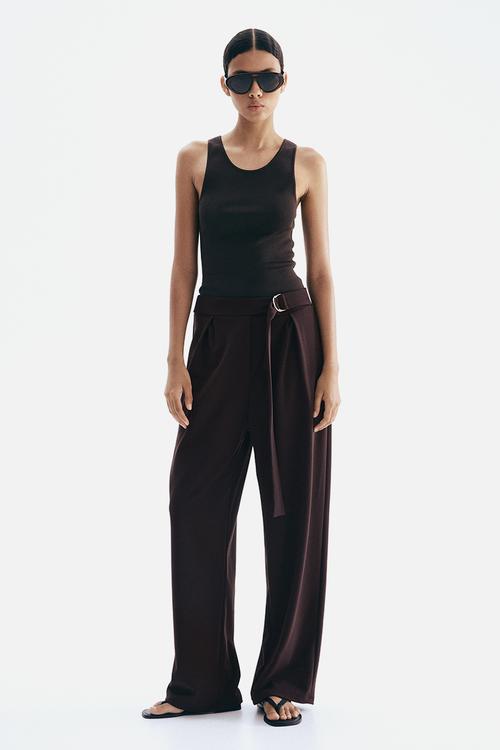 Belted trousers - dark brown 