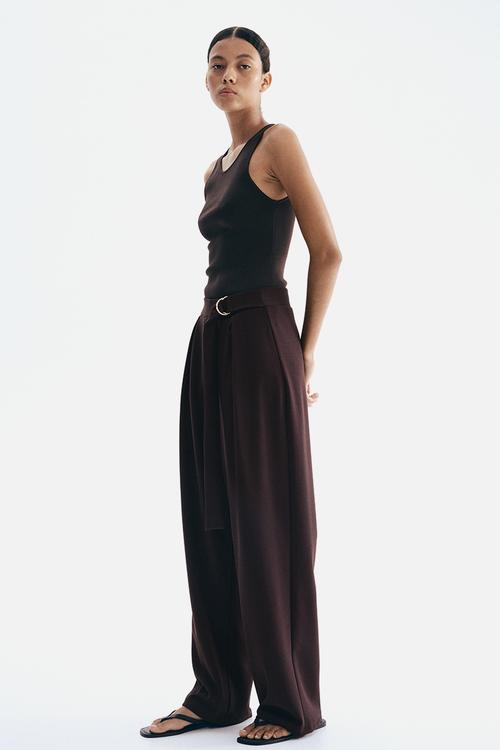 Belted trousers - dark brown 