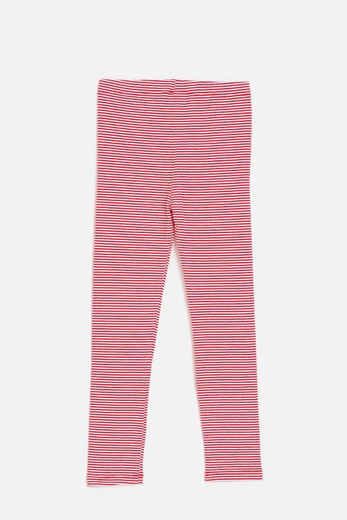 Embroidered knee patch leggings - red stripes/butterfly/flower