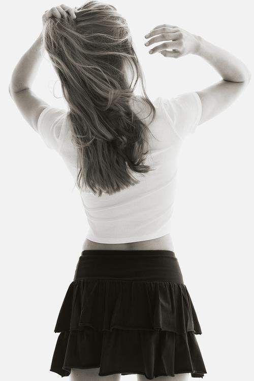 Tiered jersey mini skirt - black