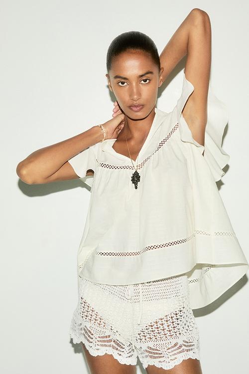 Dobby-weave blouse - white