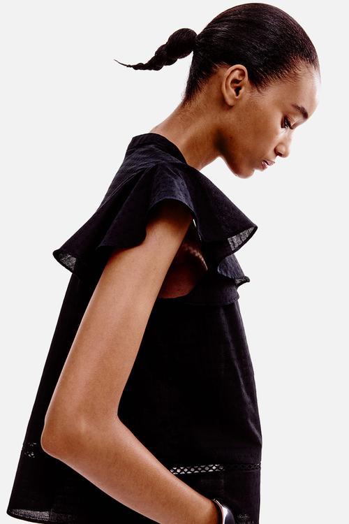 Dobby-weave blouse - black