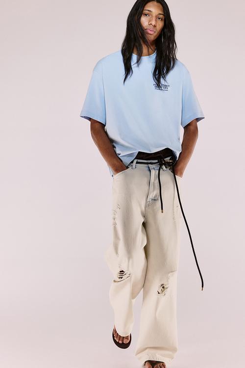 Loose fit printed T-shirt - blue/still water