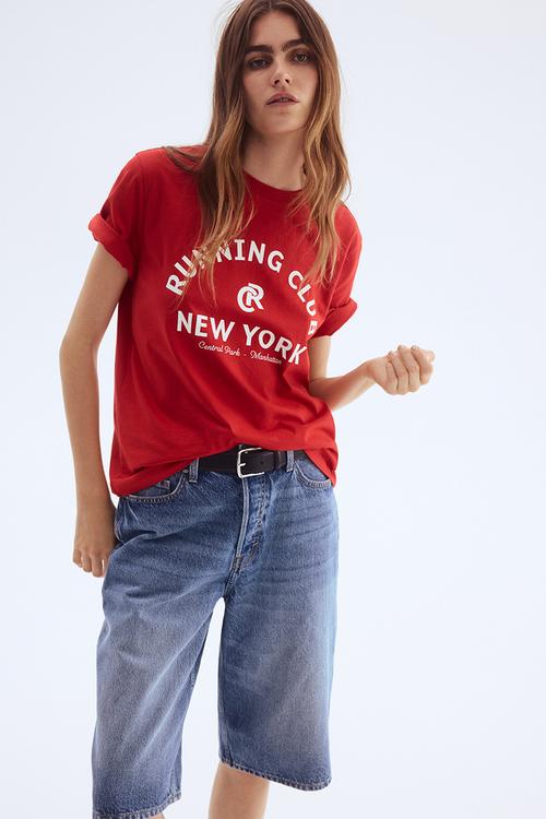 Printed t-shirt - red running club