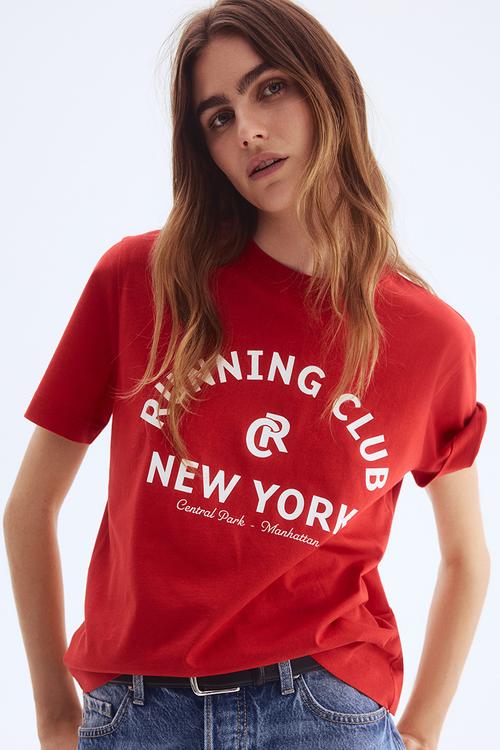 Printed t-shirt - red running club