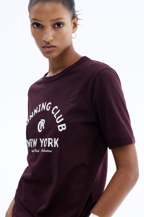 Print-motif T-shirt - burgundy/running club