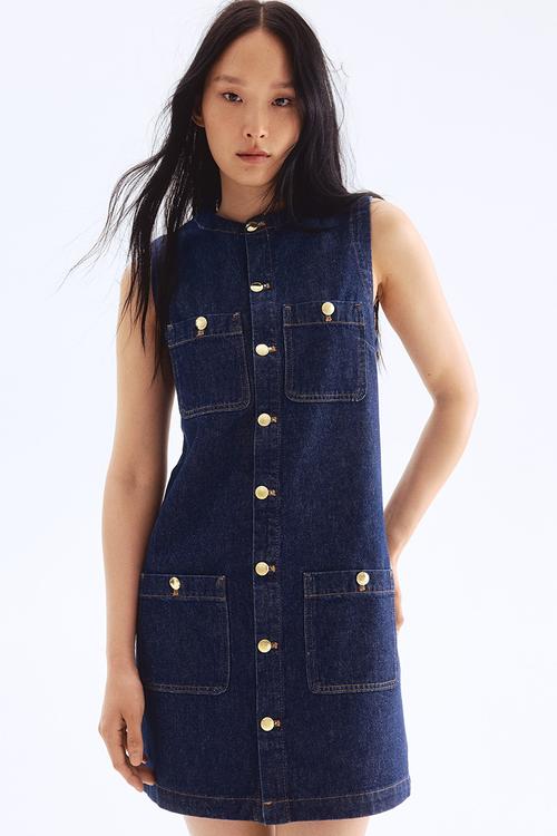 Sleeveless denim dress - dark denim blue