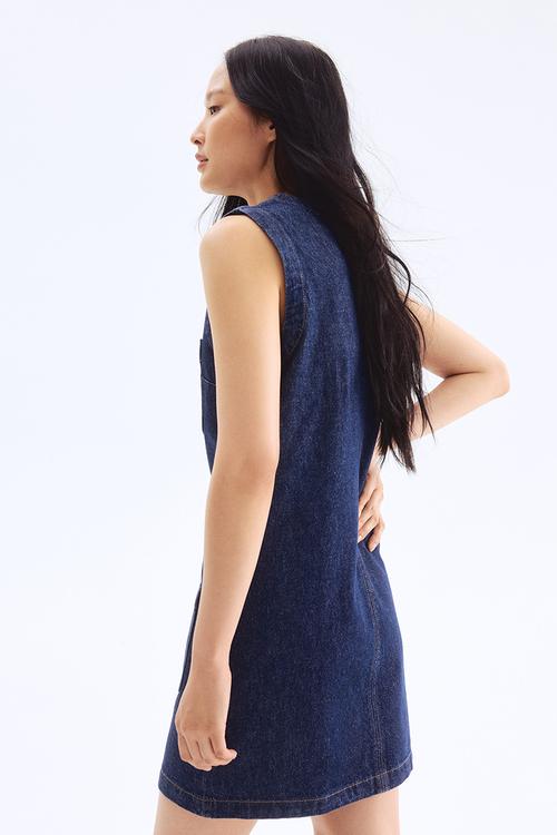Sleeveless denim dress - dark denim blue