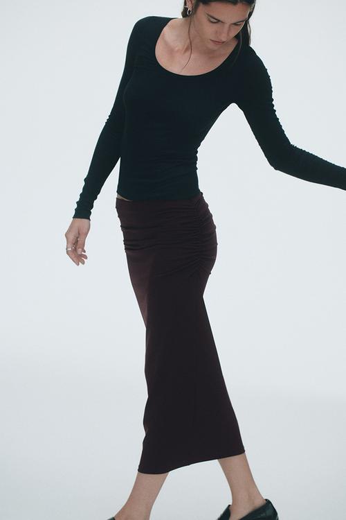 Draped skirt - dark burgundy